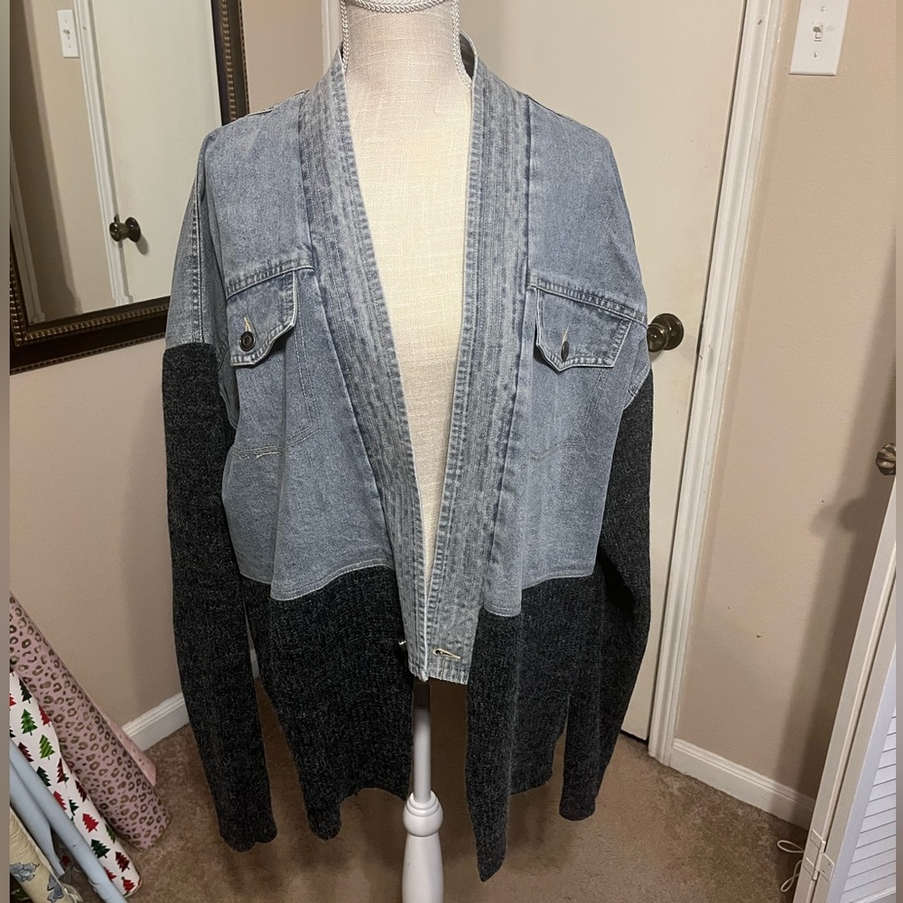 BNWT- Blue jean and sweater jacket